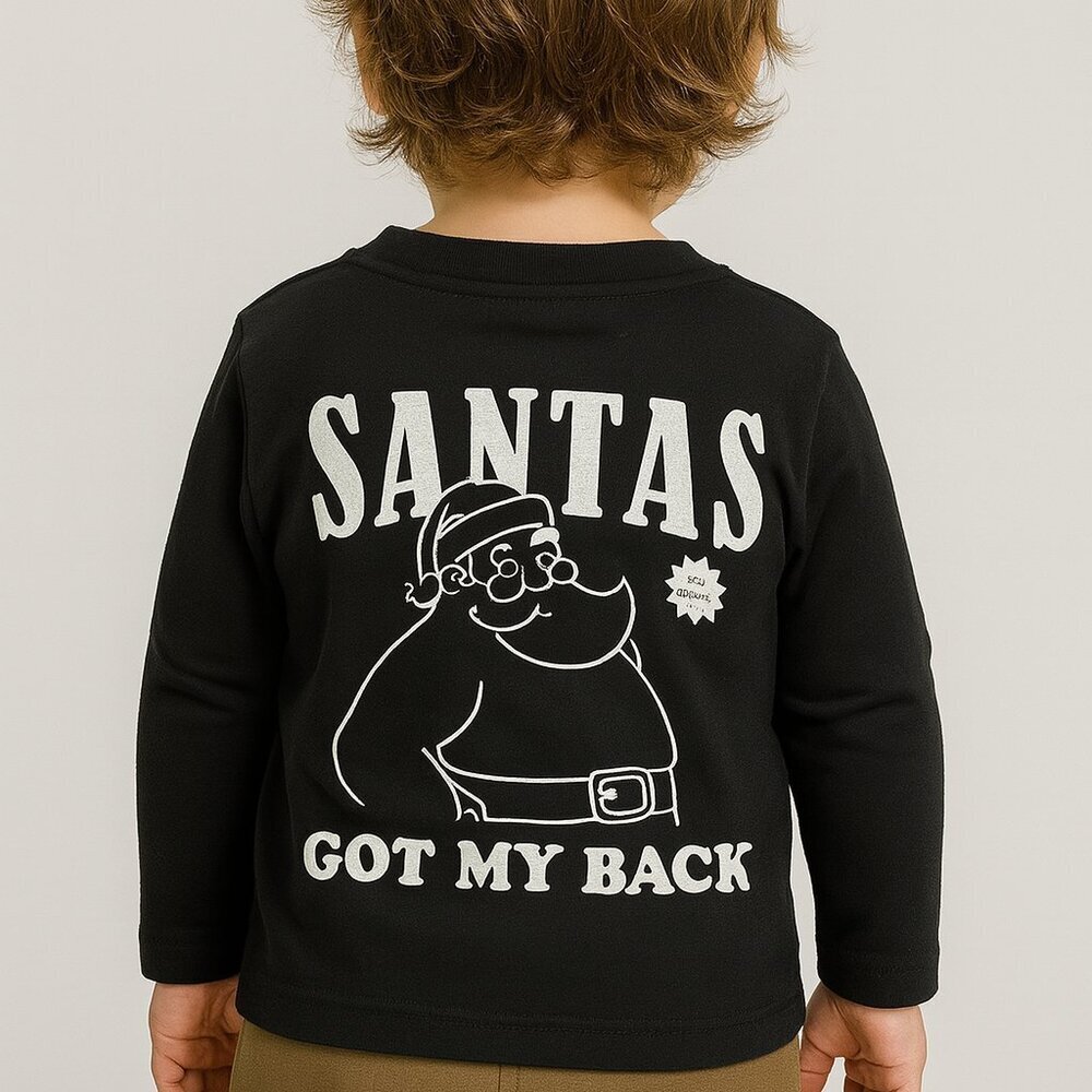 🎅 Tiny Tribe "Santa’s Got My Back" Long Sleeve Tee – 2T AND 3T – NWT🎅HOLIDAY